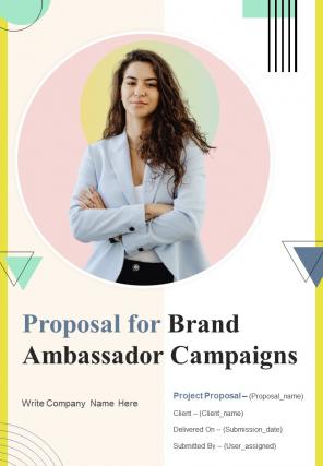 Proposal For Brand Ambassador Campaigns Report Sample Example Document