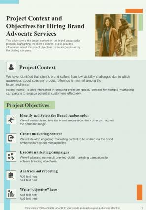 Proposal For Hiring Brand Advocate Report Sample Example Document Professionally Images