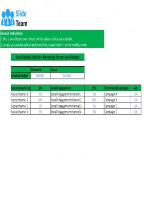 Publicity Marketing Budget Excel Spreadsheet Worksheet Xlcsv XL Bundle V Interactive