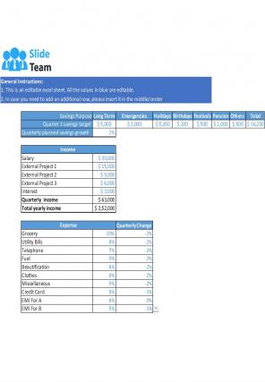 Quarterly Saving Sheets Excel Spreadsheet Worksheet Xlcsv XL SS