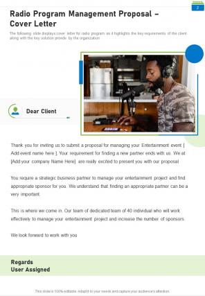 Radio program management proposal sample document report doc pdf ppt