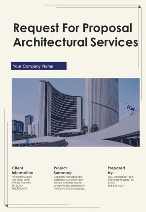 Request For Proposal Architectural Services Report Sample Example Document