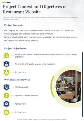 Restaurant website proposal example document report doc pdf ppt