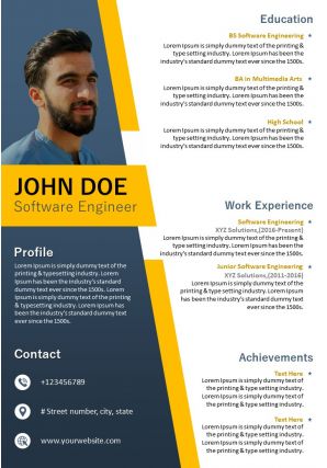 Resume sample for software engineer editable template