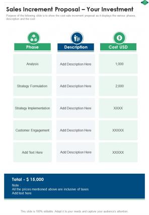 Sales increment proposal example document report doc pdf ppt