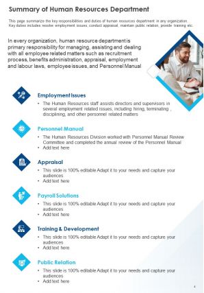 Sample Human Resources Annual Report Pdf Doc Ppt Document Report Template