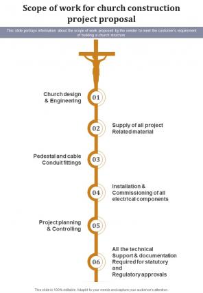 Scope Of Work For Church Construction Project Proposal One Pager Sample Example Document