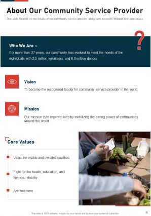 One pager community service project proposal template