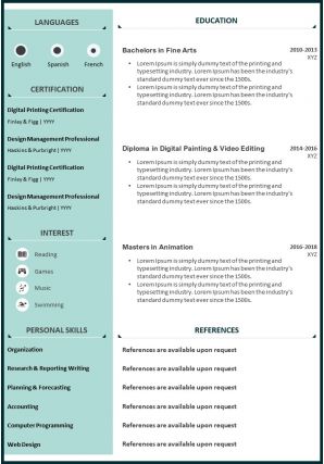 Web designer cv template with job description