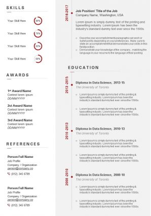 Visual resume example with key skills section