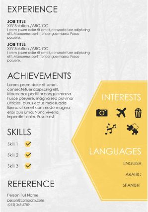 A4 resume template for managers with unique creative layout