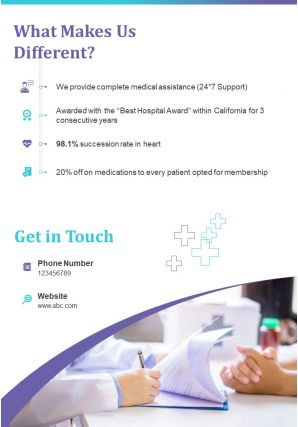 Medical and health services two page brochure template