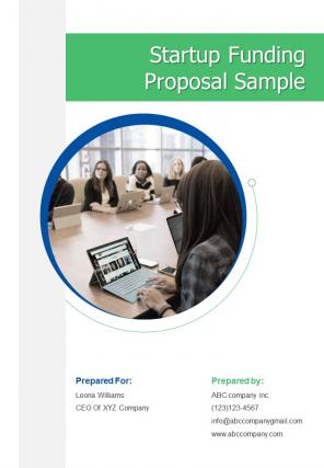 Startup funding proposal sample document report doc pdf ppt