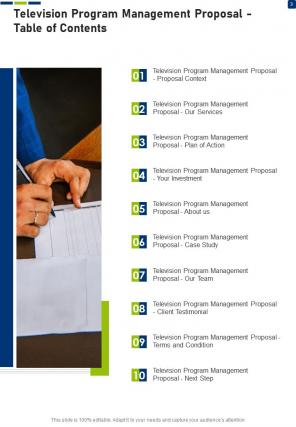 Television program management proposal sample document report doc pdf ppt