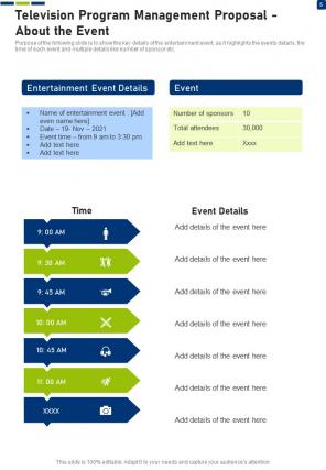 Television program management proposal sample document report doc pdf ppt