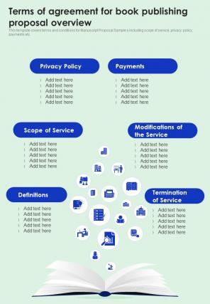 Terms Of Agreement For Book Publishing Proposal One Pager Sample Example Document