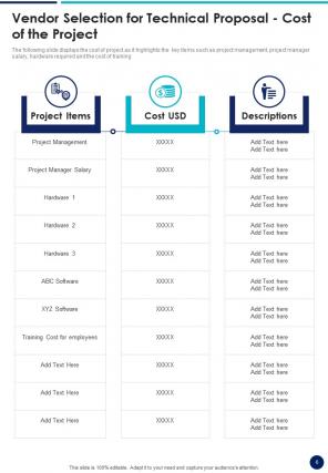 Vendor selection for technical project proposal example document report doc pdf ppt