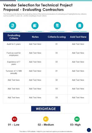 Vendor selection for technical project proposal example document report doc pdf ppt