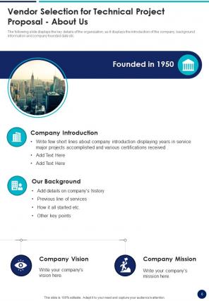 Vendor selection for technical project proposal example document report doc pdf ppt