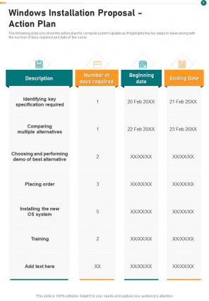 Windows installation proposal example document report doc pdf ppt