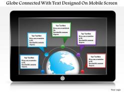 0115 globe connected with text designed on mobile screen powerpoint template