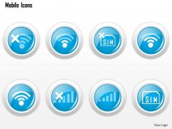 0115 mobile icons showing phone status no signal no sim card ppt slide