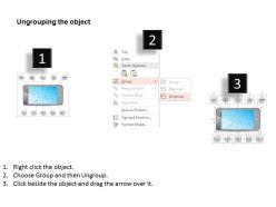 0115 mobile screen with multiple icons for global communication powerpoint template