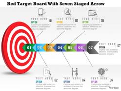 0115 red target board with seven staged arrow powerpoint template