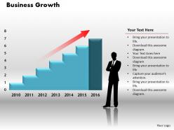 0414 business person with column chart powerpoint graph