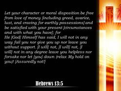 0514 hebrews 135 keep your lives free powerpoint church sermon