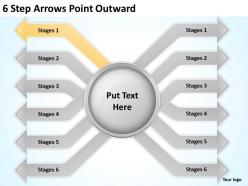 0620 timeline chart 6 step arrows point outward powerpoint templates