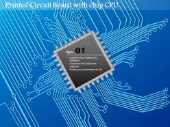 0814 printed circuit board pcb with chip cpu in the middle and copper connections ppt slides