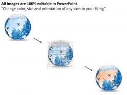 0914 business plan 3d world globe with location icon and pins powerpoint presentation template