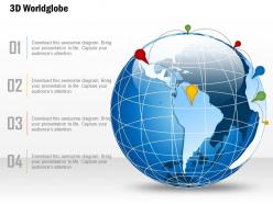 0914 business plan 3d world globe with location icons line powerpoint presentation template