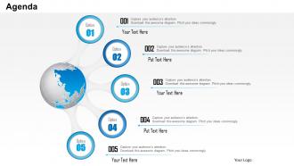 0914 business plan five points agenda with globe diagram powerpoint presentation template