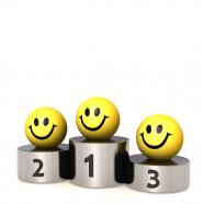 0914 smileys on the podium success image graphic stock photo