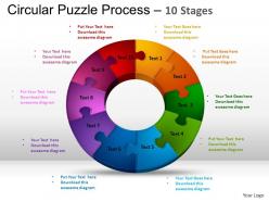 10 components circular puzzle process powerpoint slides and ppt templates 0412