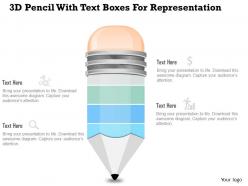 1214 3d pencil with text boxes for representation powerpoint slide