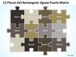 12 pieces 4x3 rectangular jigsaw puzzle matrix powerpoint templates 0812