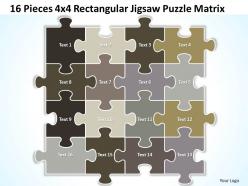 16 pieces 4x4 rectangular jigsaw puzzle matrix powerpoint templates 0812