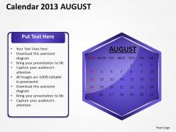 2013 august calendar powerpoint slides ppt templates