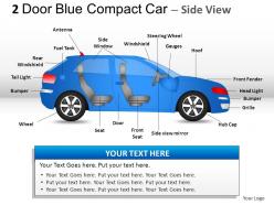 2 door blue compact car side view powerpoint presentation slides