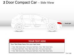 2 door blue compact car side view powerpoint presentation slides