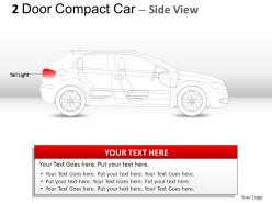 2 door blue compact car side view powerpoint presentation slides