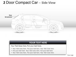 2 door blue compact car side view powerpoint presentation slides