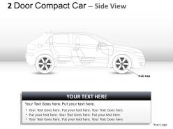 2 door blue compact car side view powerpoint presentation slides