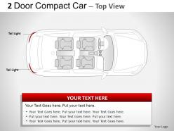 2 door blue compact car top view powerpoint presentation slides