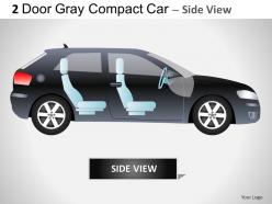 2 door gray compact car side view powerpoint presentation slides