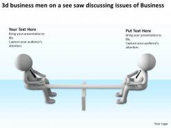 3d business men on a see saw discussing issues of business ppt graphic icon