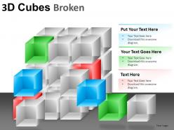 3d cubes broken style 1 powerpoint presentation slides